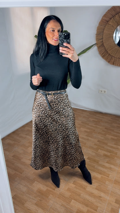 Falda midi estampado Animal
