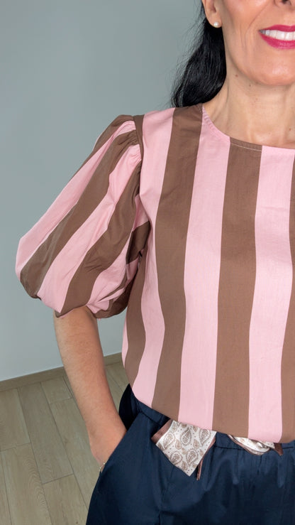 Camisa de Rayas Abullonada