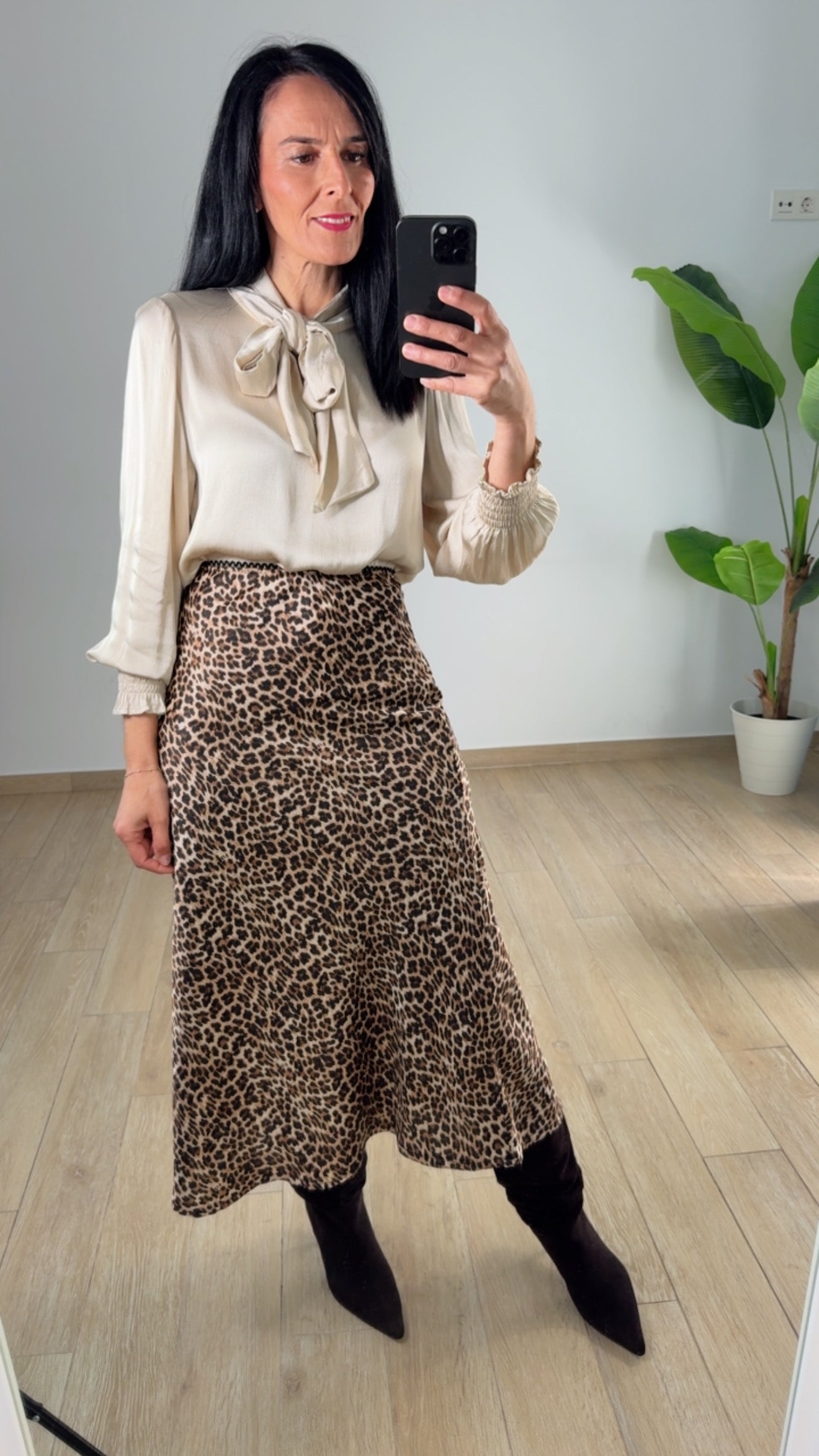 Falda midi estampado Animal