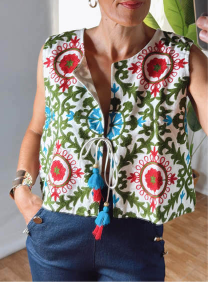 Chaleco Bordado Floral