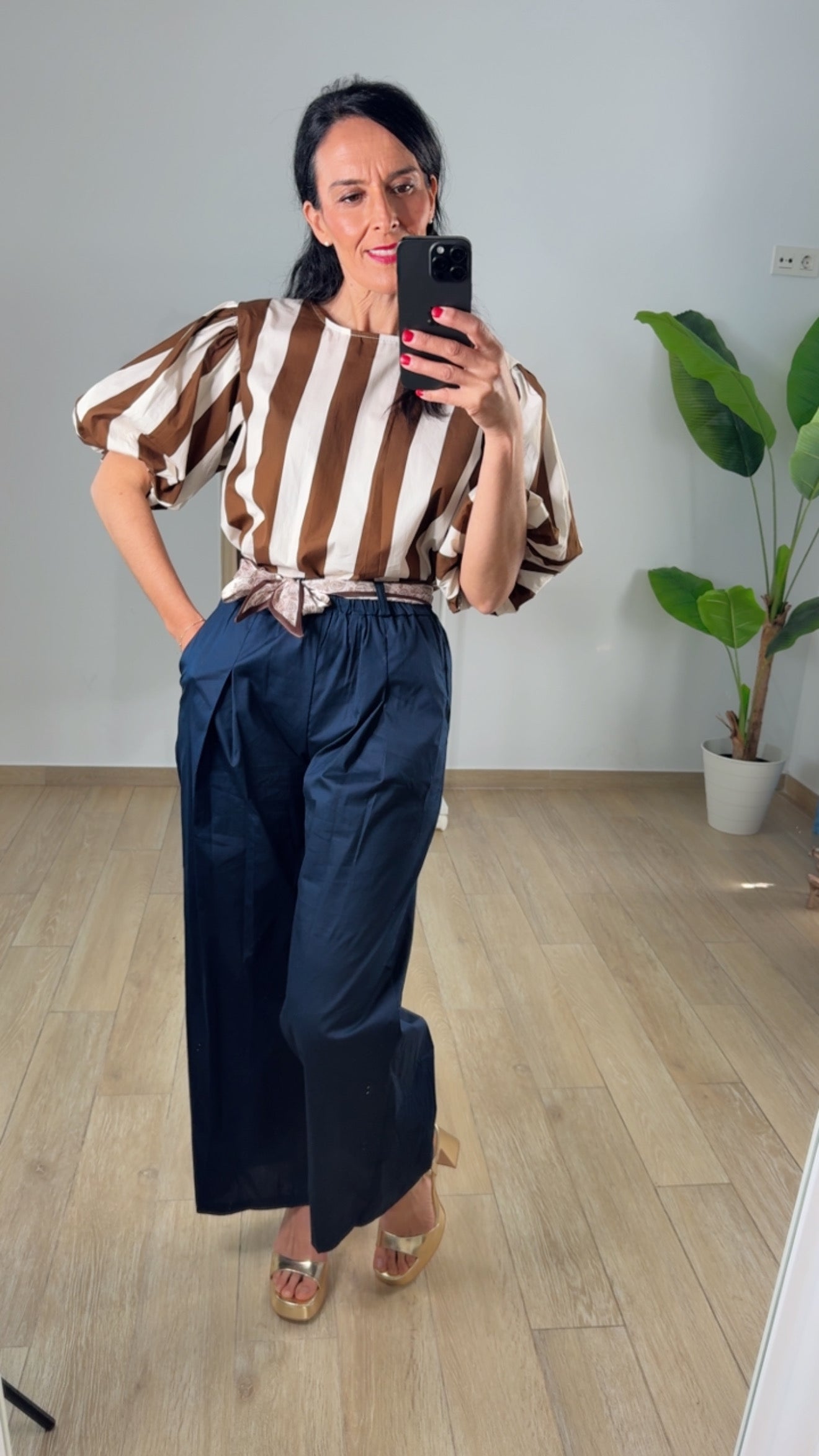 Camisa de Rayas Abullonada