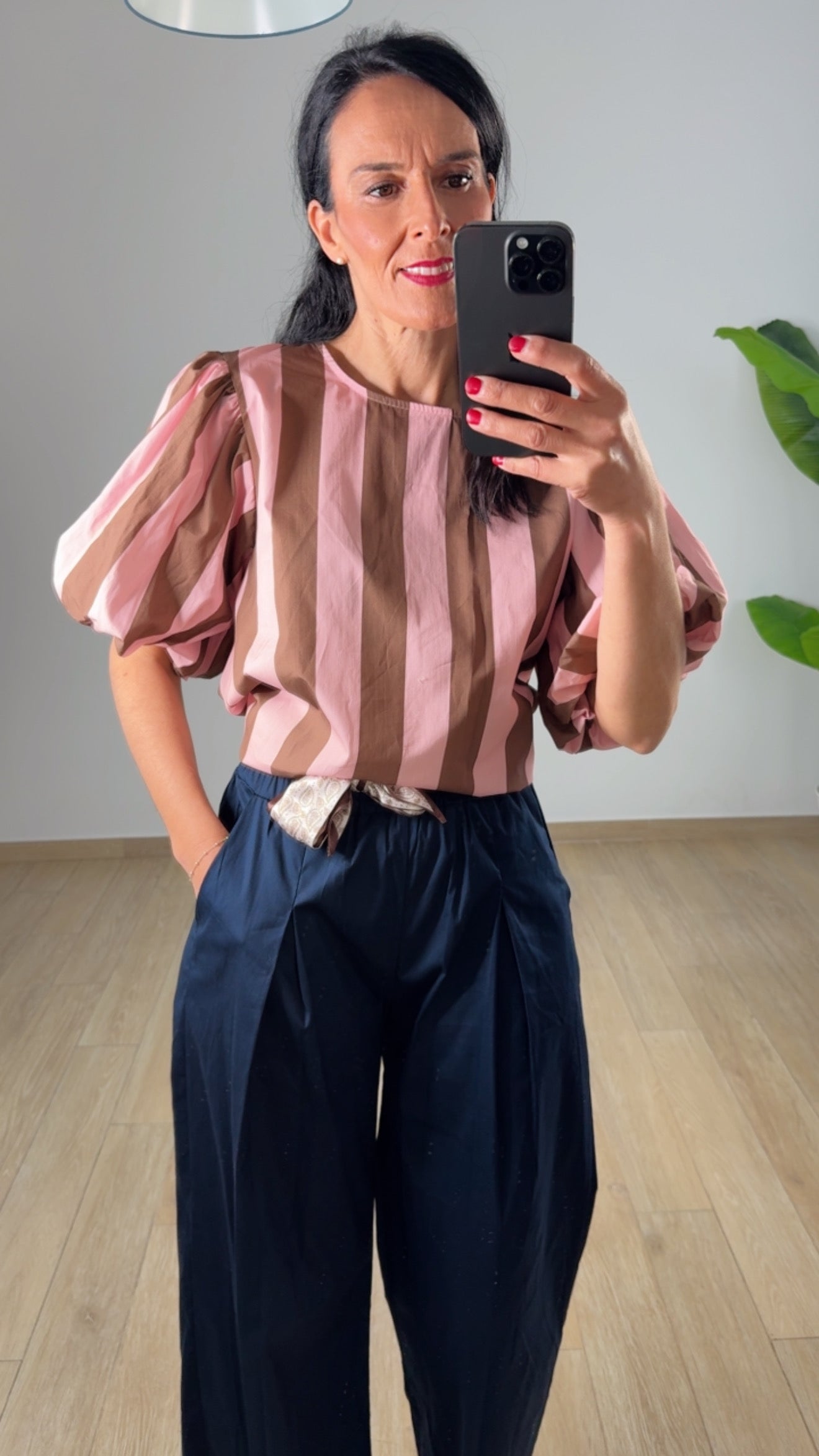 Camisa de Rayas Abullonada