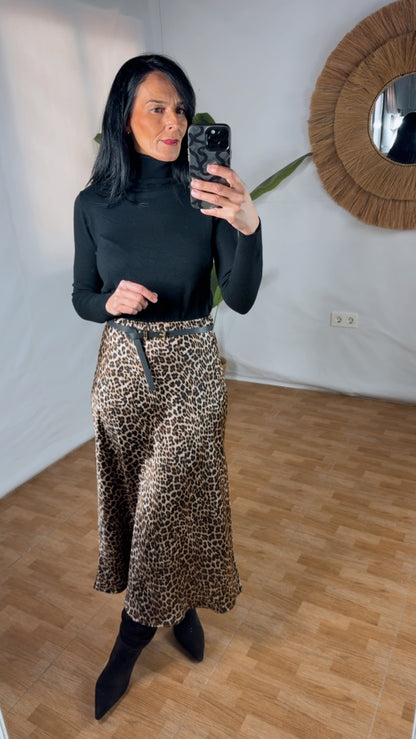 Falda midi estampado Animal