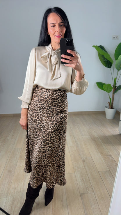 Falda midi estampado Animal