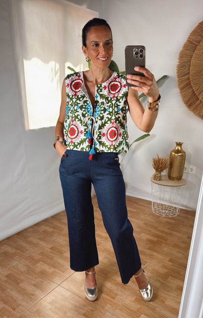 Chaleco Bordado Floral