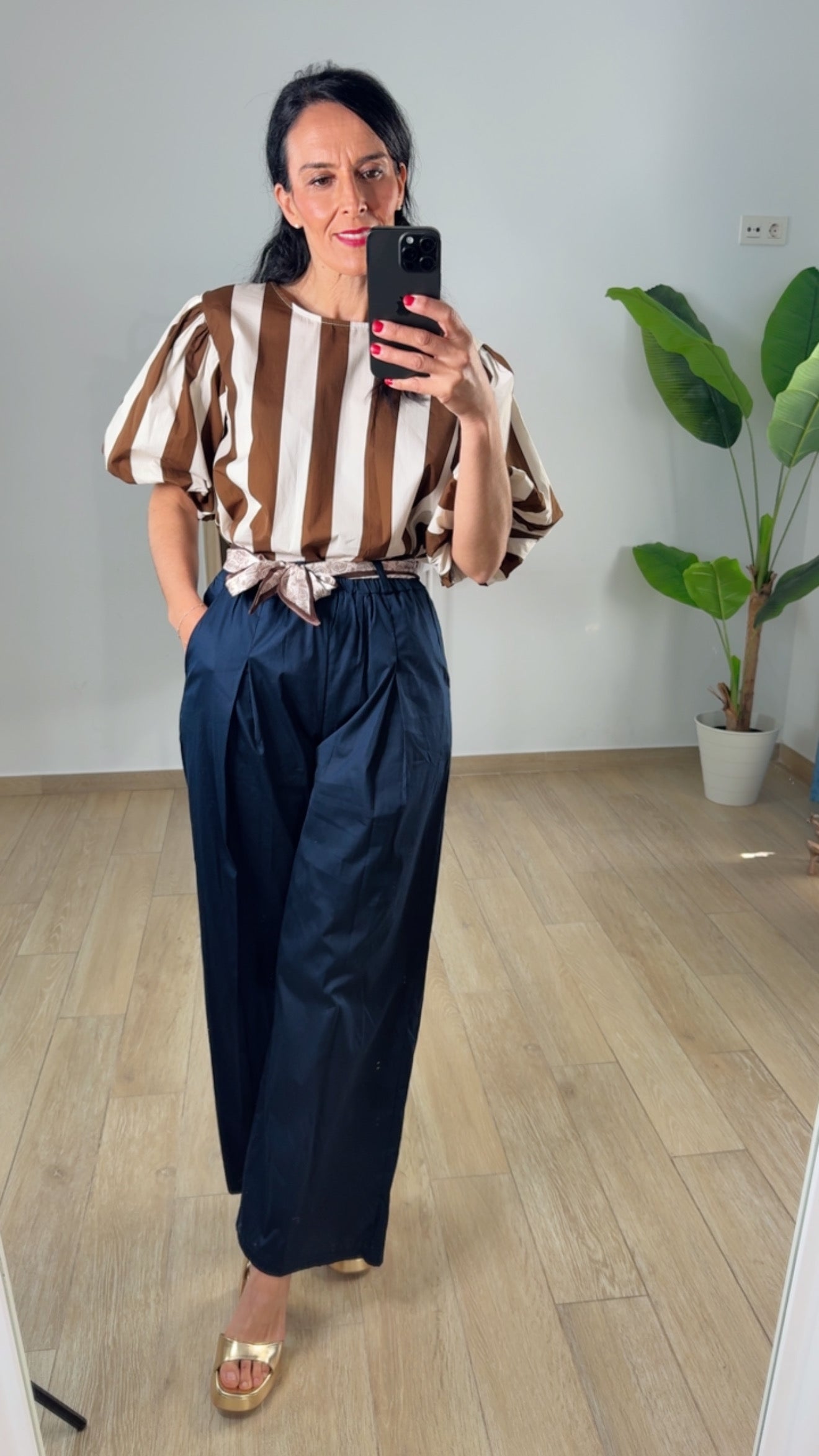 Camisa de Rayas Abullonada