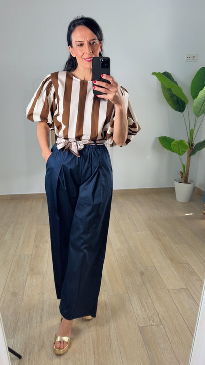 Camisa de Rayas Abullonada