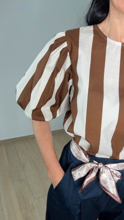 Camisa de Rayas Abullonada